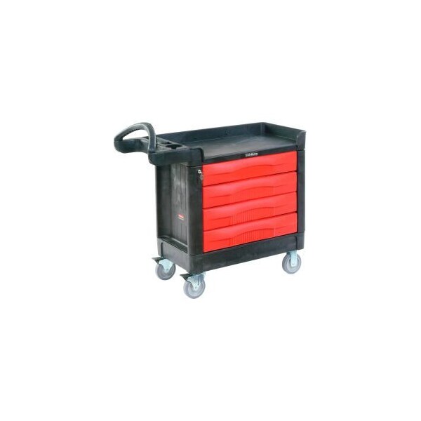 Rubbermaid Commercial Rubbermaid Mobile Workcenter w/4 Drawers, 500 lb. Capacity, 40"L x 18"W x 33-1/2"H, Black FG451388BLA - main